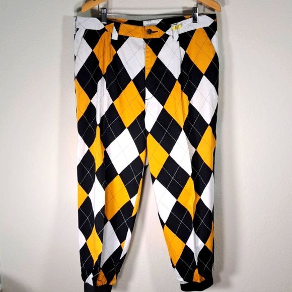 Loudmouth Pants Loudmouth Mens Knicker Golf Pants Yellow Black